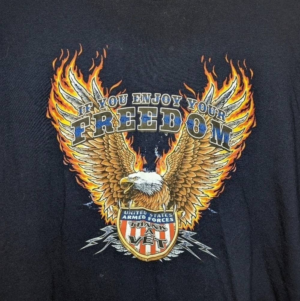 Vintage Jerzees American Bald Eagle Armed Forces Veteran support Tshirt 2XL